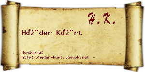 Héder Kürt névjegykártya